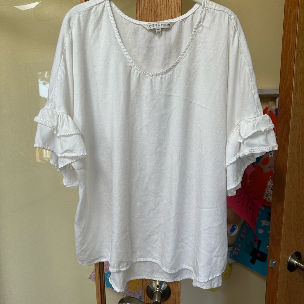 Elegant White Ruffle Sleeve Blouse